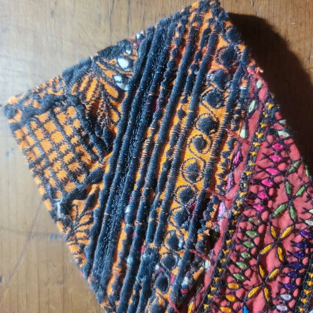 🍄🪬 Free People Boho Embroidered Repurposed vtg banjara hippie Wallet card case